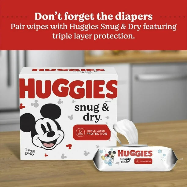 Huggies Simply Clean Baby Wipes, UNCENTED, 6 Refill Packs, 1,152 Wipes, 1152 Wipes