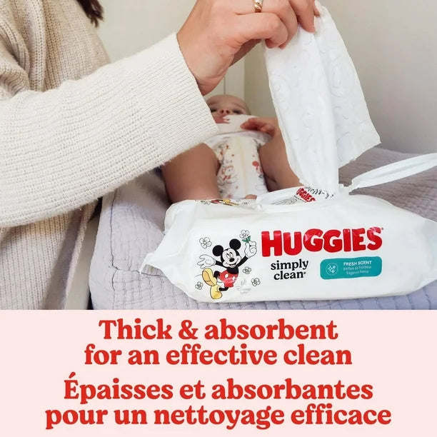 Huggies Simply Clean Fresh Scent Baby Wipes, 11 Flip-Top Packs (704 Wipes Total), 11 Packs | 704 Wipes Total