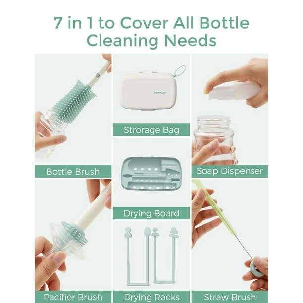 Momcozy 7 in 1 Travel Baby Bottle Cleaning Drying Rack set, MOMCOZY 7in1 Travel Bottle Rack Set