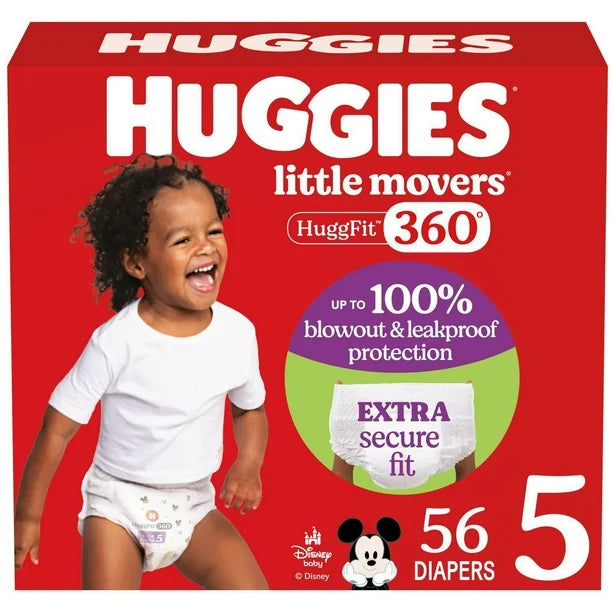 Huggies Little Movers HuggFit 360° Baby Diapers with 360° Waistband, Giga, Size 3-7, Count 76-44, HUG LM HF GIGA DPR S3-7|Count 76-44