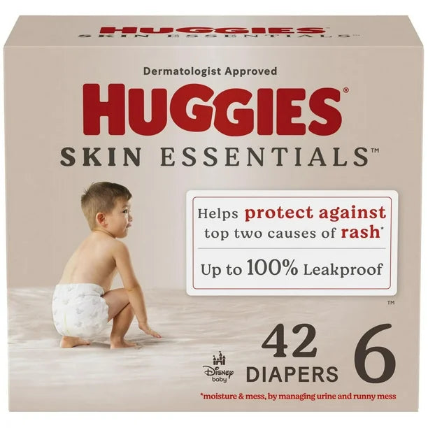 Huggies Skin Essentials Baby Diapers, Size NB-6, 84-42 Count, Size NB-6 | 84-42 Count