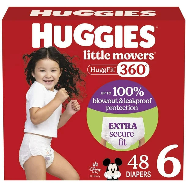 Huggies Little Movers HuggFit 360° Baby Diapers with 360° Waistband, Giga, Size 3-7, Count 76-44, HUG LM HF GIGA DPR S3-7|Count 76-44
