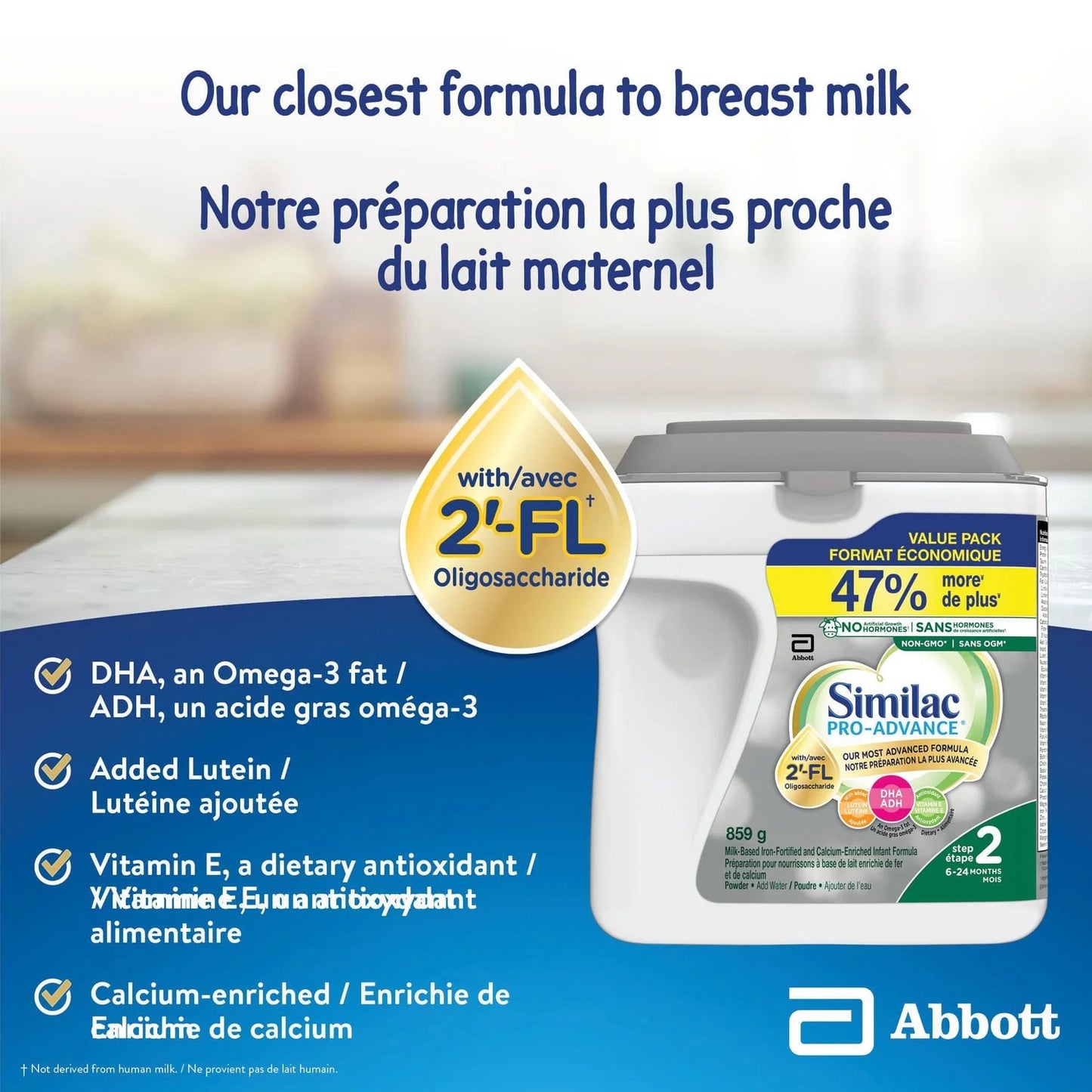 Similac Pro-Advance Step 1, Baby Formula, Our Closest Formula to Breast Milk with 2’-FL, Easy To Digest, 0+ Months, Powder, 859 g, Powder, 859 g