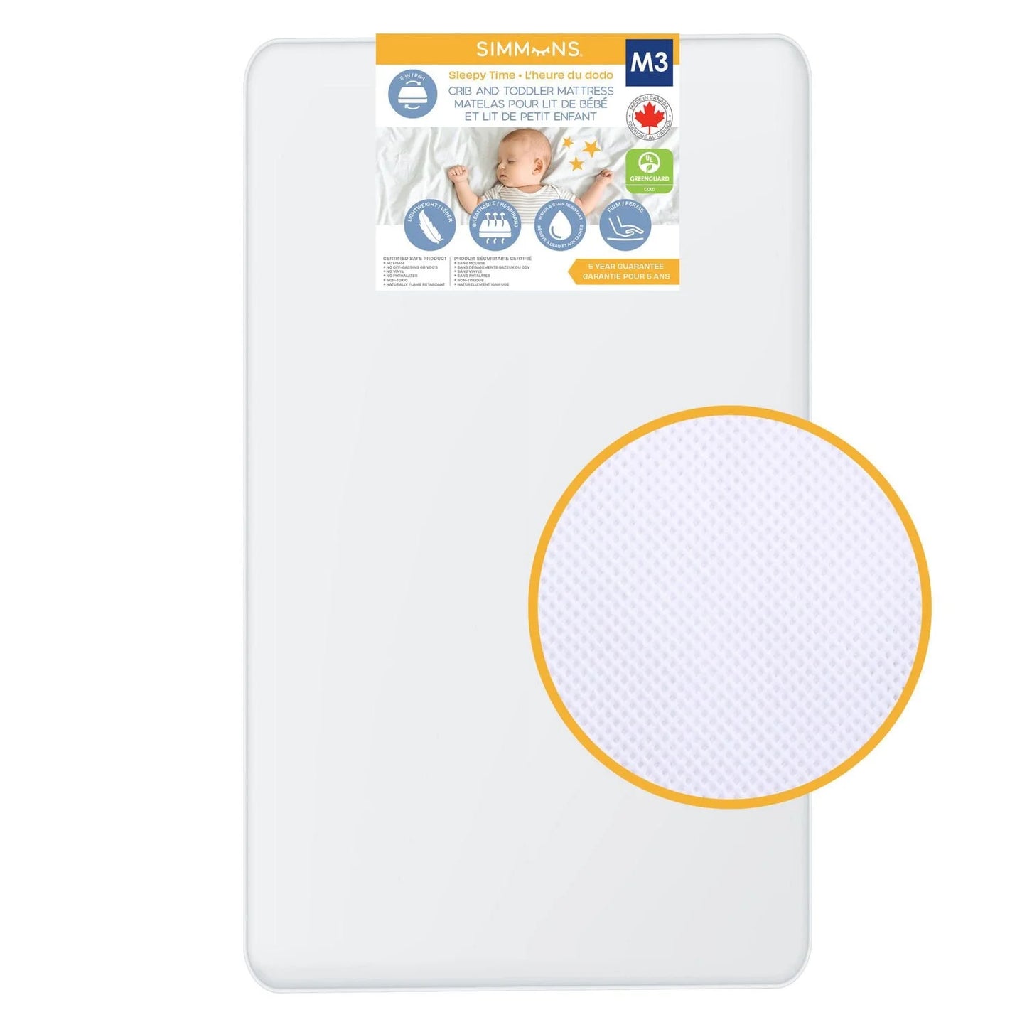 Simmons Sleepytime Crib Mattress, Breathable Waterproof