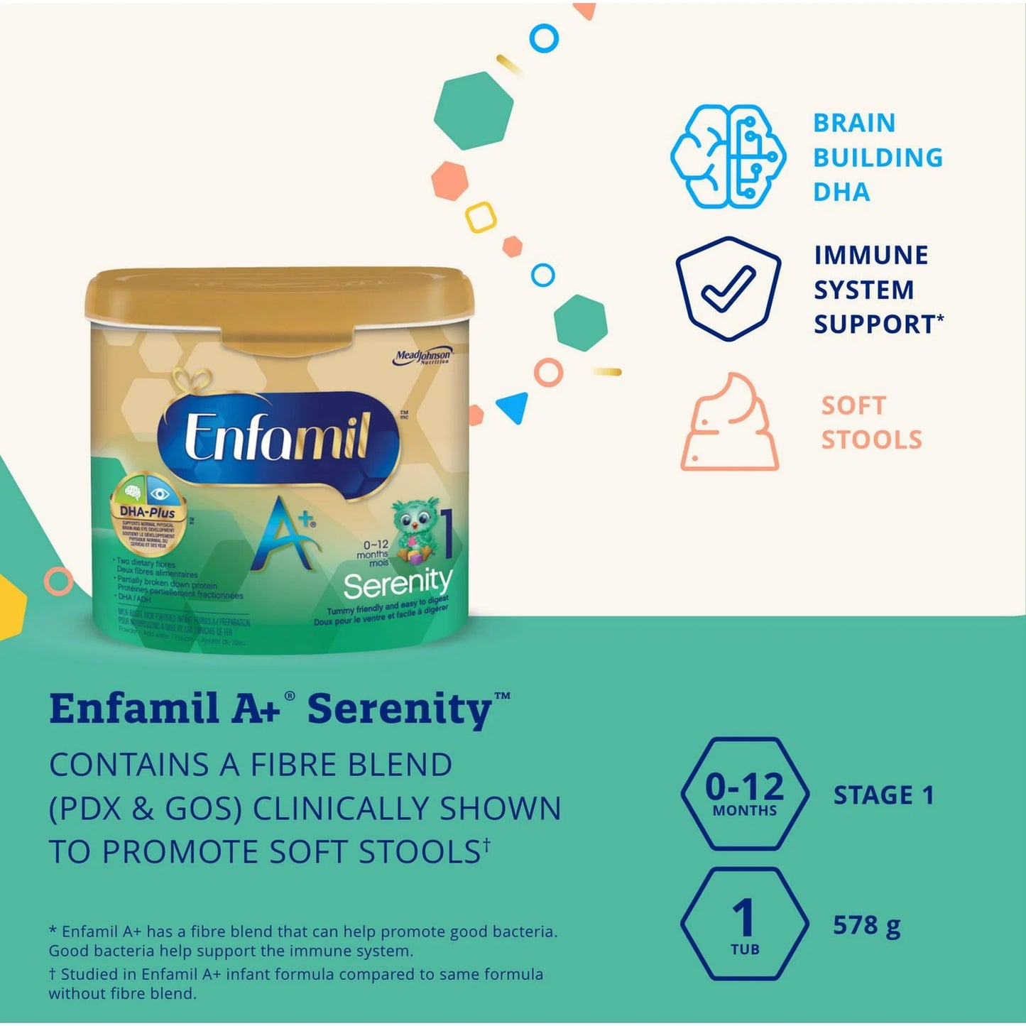 Enfamil A+® Serenity™, Baby Formula, Designed to Promote Soft Stools, 578g, 578g