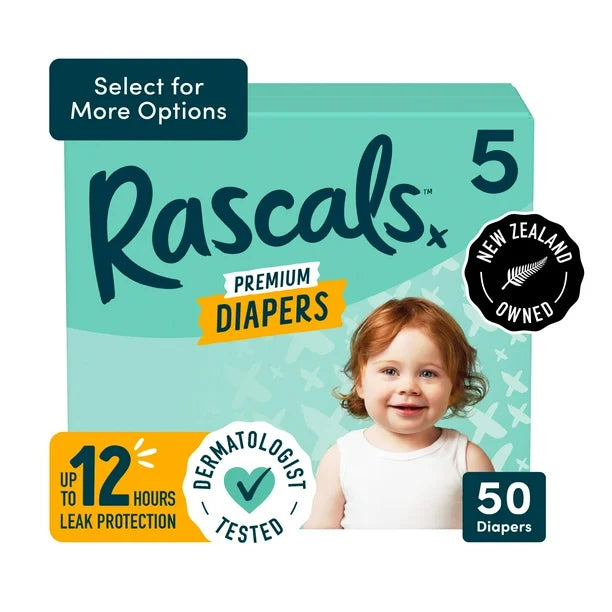 Rascals Premium Diapers, Size N, Carton, 68 Count, Preemie to Size 7