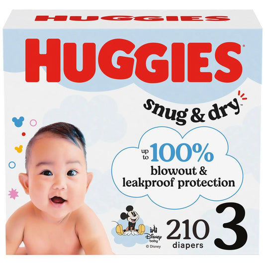 Huggies Snug & Dry Baby Diapers, Giga Size 1-7, 128-54 Count, Size 1-7 | Count 54-128
