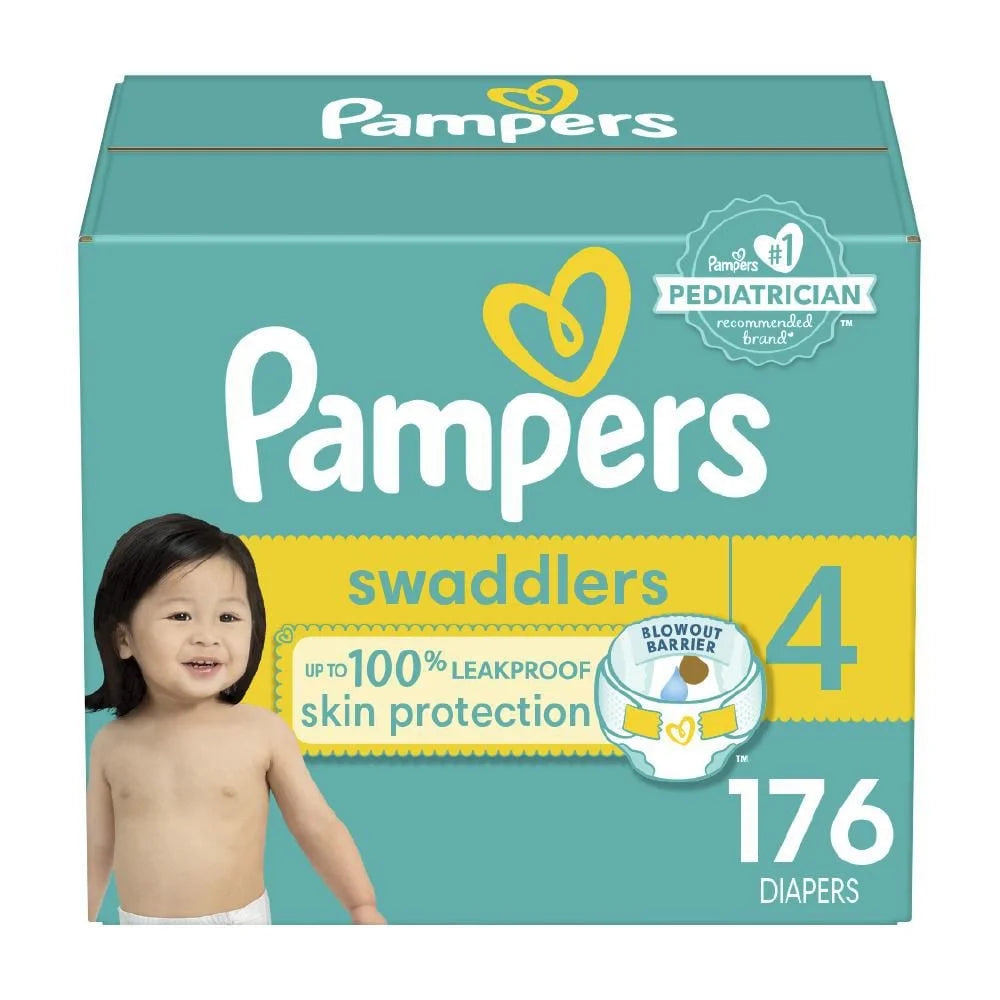 Pampers Swaddlers Diapers, Super Econo Pack, Size 1-8, 58-160CT