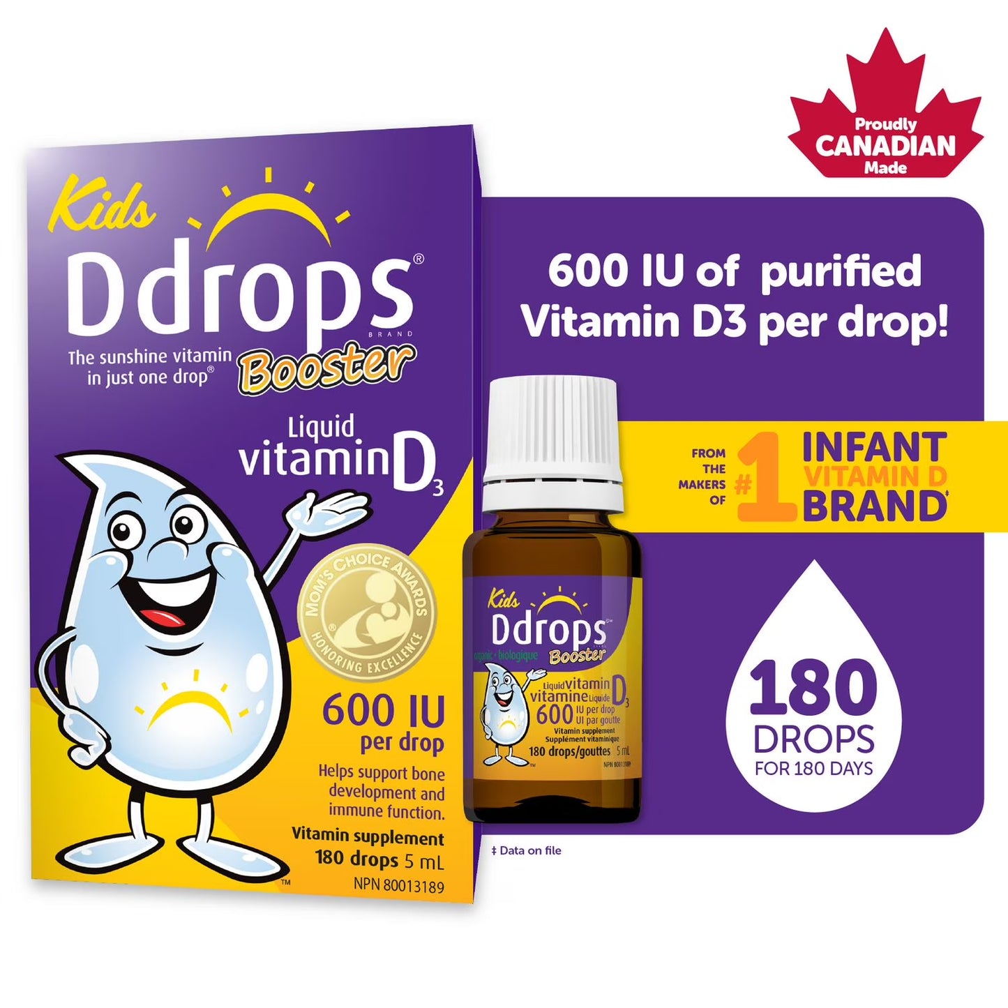Ddrops® Booster Liquid Vitamin D3 Vitamin Supplement, 600 IU, 5 ml, 180 drops
$