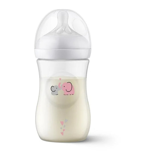 Philips Avent Natural Baby Bottle With Natural Response Nipple, With Blue Elephant Design, 9oz, 3 pack, SCY903/63, Avent Deco Bottle 9oz 3pk