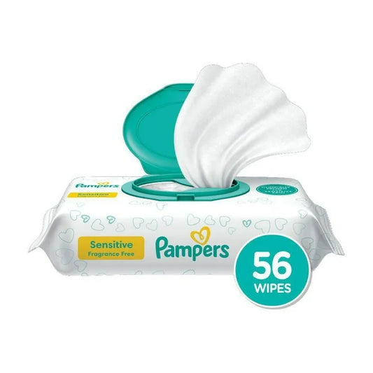 Pampers Baby Wipes Sensitive Perfume Free 1X Pop-Top, 56 Count