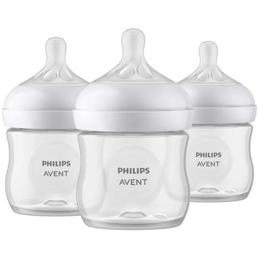 Philips Avent Natural Baby Bottle With Natural Response Nipple, Clear, 4oz, 3 pack