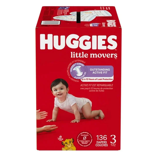 Huggies Little Movers Diapers, Mega Colossal Pack, Size 8, Count 62, Sizes: 3-8 | 136-62 Count