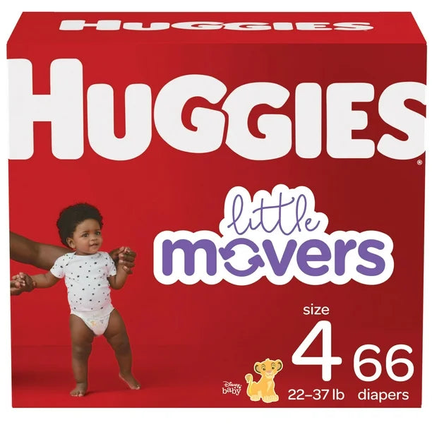 Huggies Little Movers Baby Diapers, Giga pack, Sizes 3, 76 Count, Sizes 3-8 | 76-38 Count