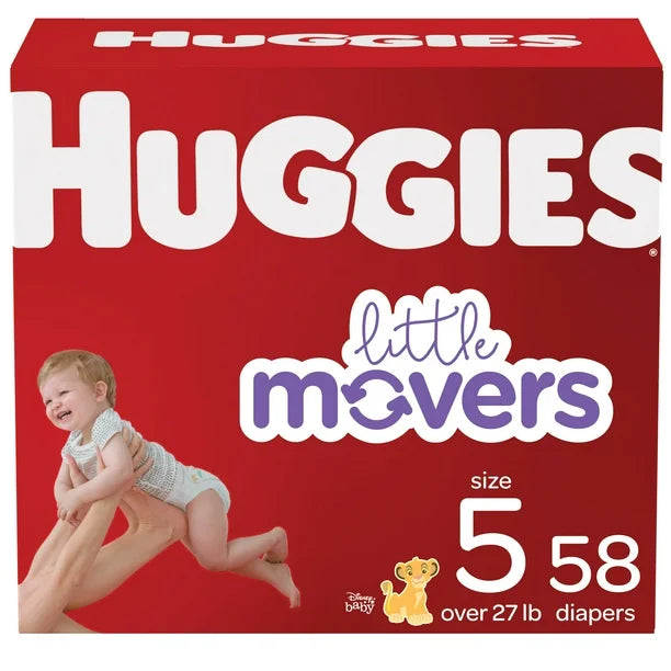 Huggies Little Movers Baby Diapers, Giga pack, Sizes 3, 76 Count, Sizes 3-8 | 76-38 Count