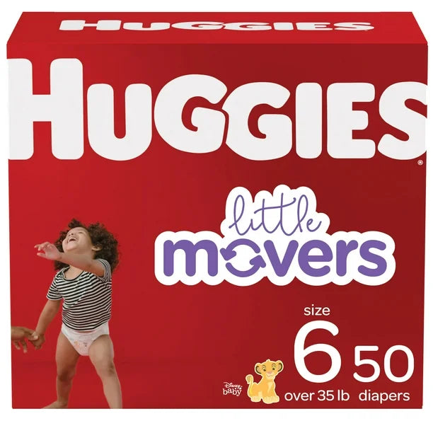 Huggies Little Movers Baby Diapers, Giga pack, Sizes 3, 76 Count, Sizes 3-8 | 76-38 Count