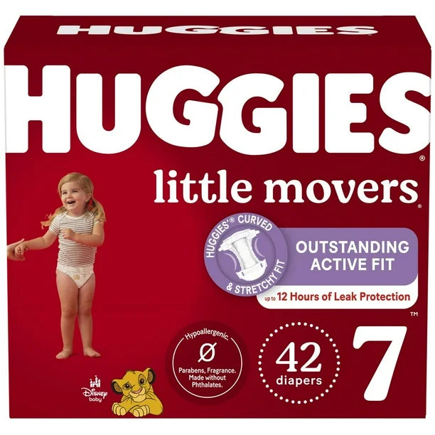 Huggies Little Movers Baby Diapers, Giga pack, Sizes 3, 76 Count, Sizes 3-8 | 76-38 Count