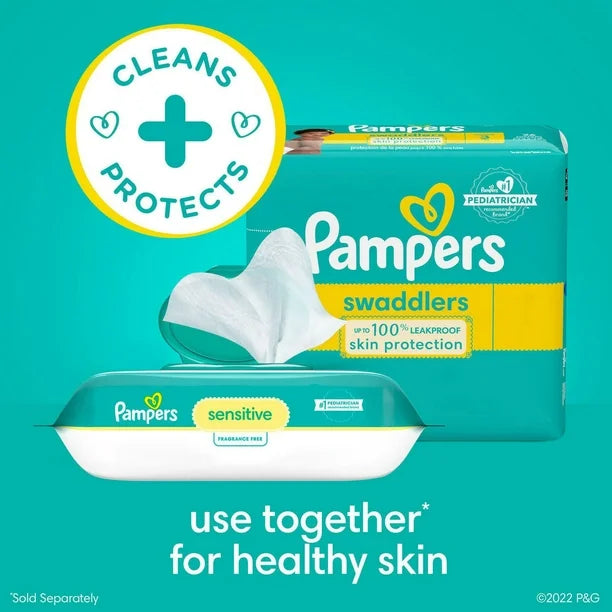 Pampers Sensitive Baby Wipes, Clinically Proven, Water Based, Hypoallergenic and Unscented Baby Wipes, 1008 Baby Wipes Total (12X Flip-Top Packs)