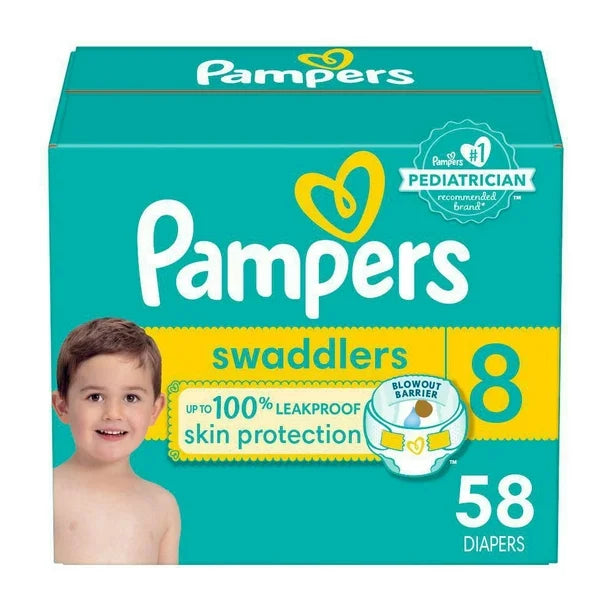 Pampers Swaddlers Diapers, Super Econo Pack, Size 1-8, 58-160CT