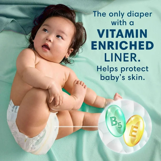 Pampers Pure Baby Diapers, Size 1-6 (8lbs to 35+lbs), Up to 100% Leakproof, Premium Hypoallergenic Soft Diapers