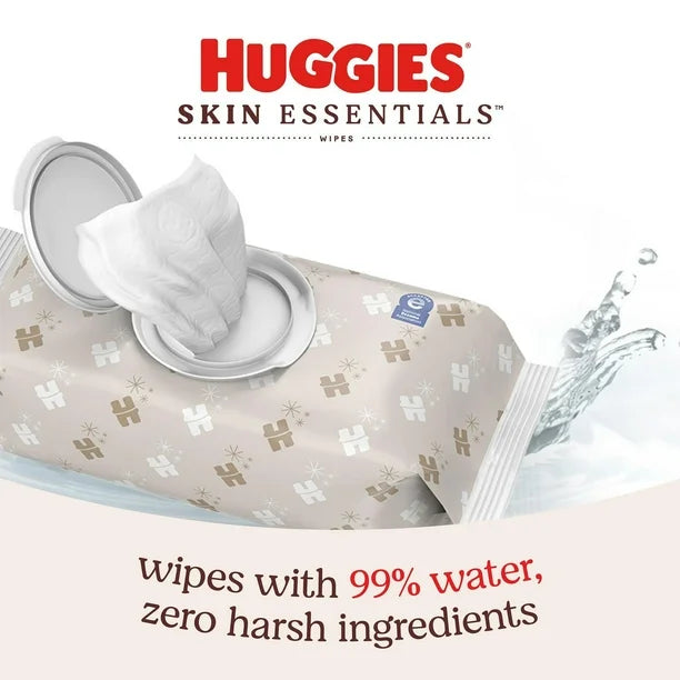 Huggies Skin Essentials Baby Wipes, 2 Flip Top Packs (112 Wipes Total), 2 Packs | 112 Wipes Total