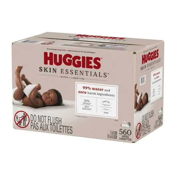 Huggies Skin Essentials Baby Wipes, 10 Flip Top Packs (560 Wipes Total), 10 Packs | 560 Wipes Total